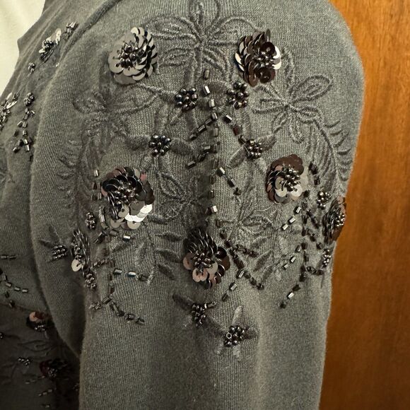 Lilly Pulitzer Dress XS Long Lantern Sleeve Sequin Floral Black Party Holiday - Picture 5 of 8